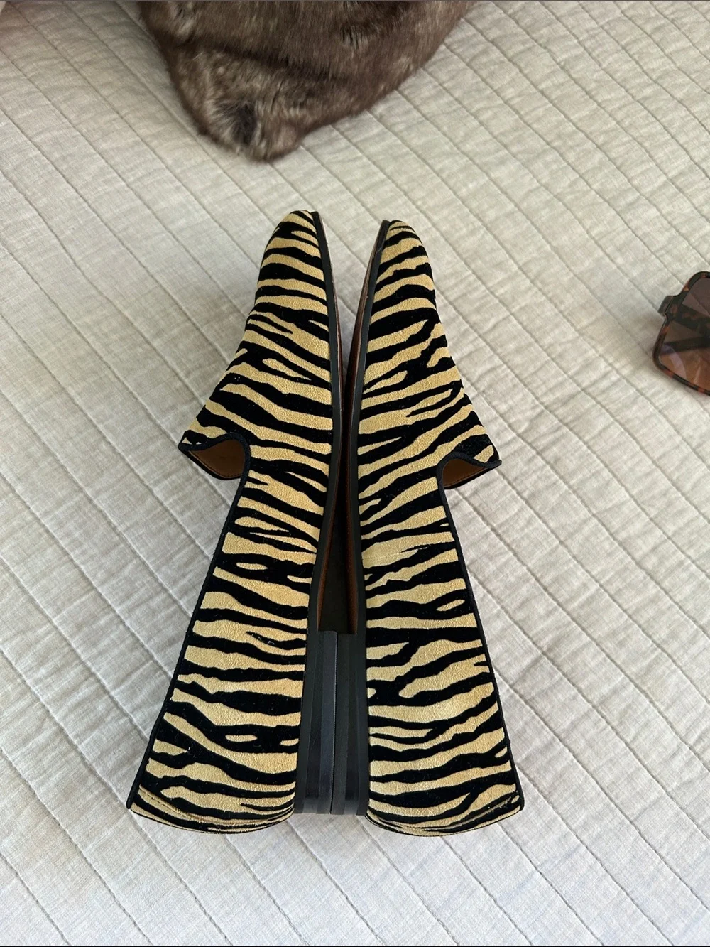 Vionic willa tiger striped classic suede leather loafer comfort flats 8.5